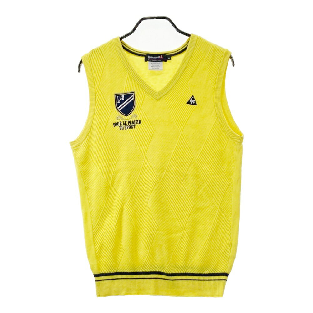 LE COQ GOLF ルコックゴルフ カシミヤ混 ニットベスト イエロー系 LL 【中古】ゴルフウェア メンズ