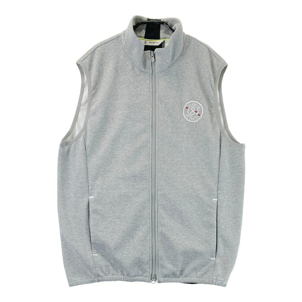AND PER SE アンパスィ バックロゴ ジップアップベスト グレー系 L 【中古】ゴルフウェア メンズ