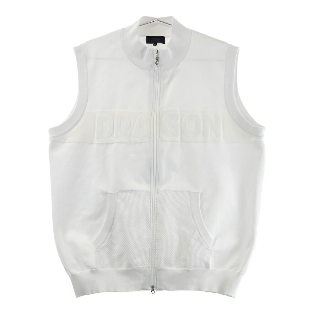 DANCE WITH DRAGON ダンスウィズドラゴン ニット ジップベスト ホワイト系 4 【中古】ゴルフウェア メンズ