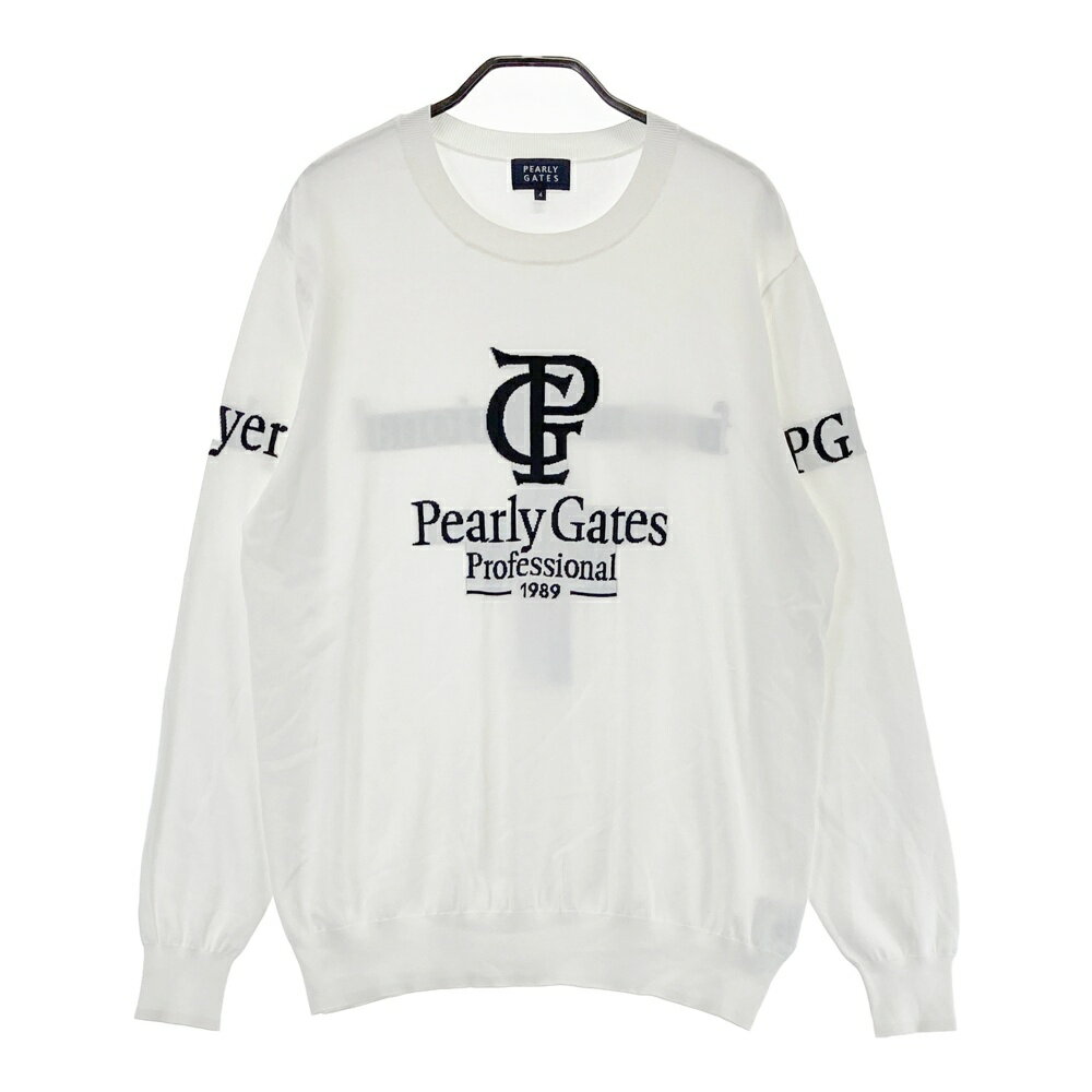PEARLY GATES パーリーゲイツ 2024年モデル 異素材切替 長袖ニットセーター ホワイト系 4 【中古】ゴル..
