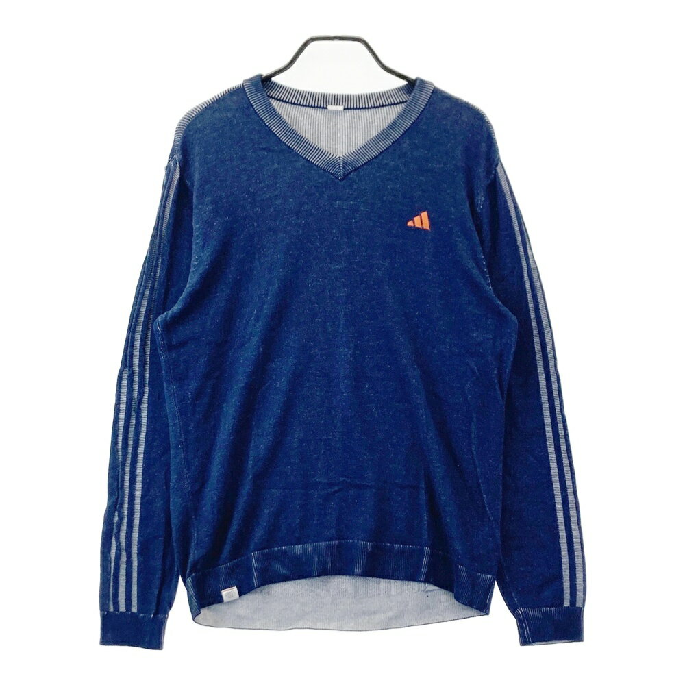 ADIDAS GOLF アディダスゴルフ 長袖 ニットセーター ネイビー系 L 【中古】ゴルフウェア メンズ