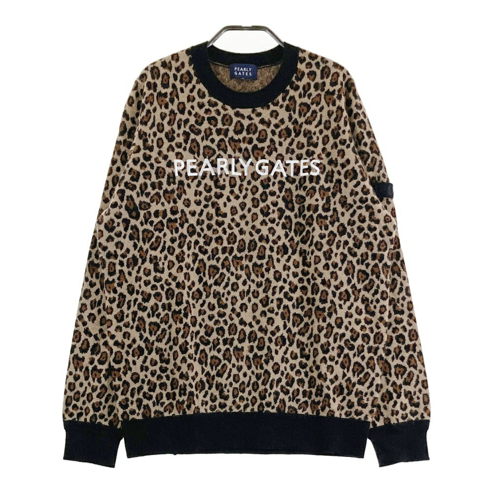 PEARLY GATES パーリーゲイツ 2022年 カシミヤ混 ニットセーター ヒョウ柄 レオパード ブラウン系 4 【..