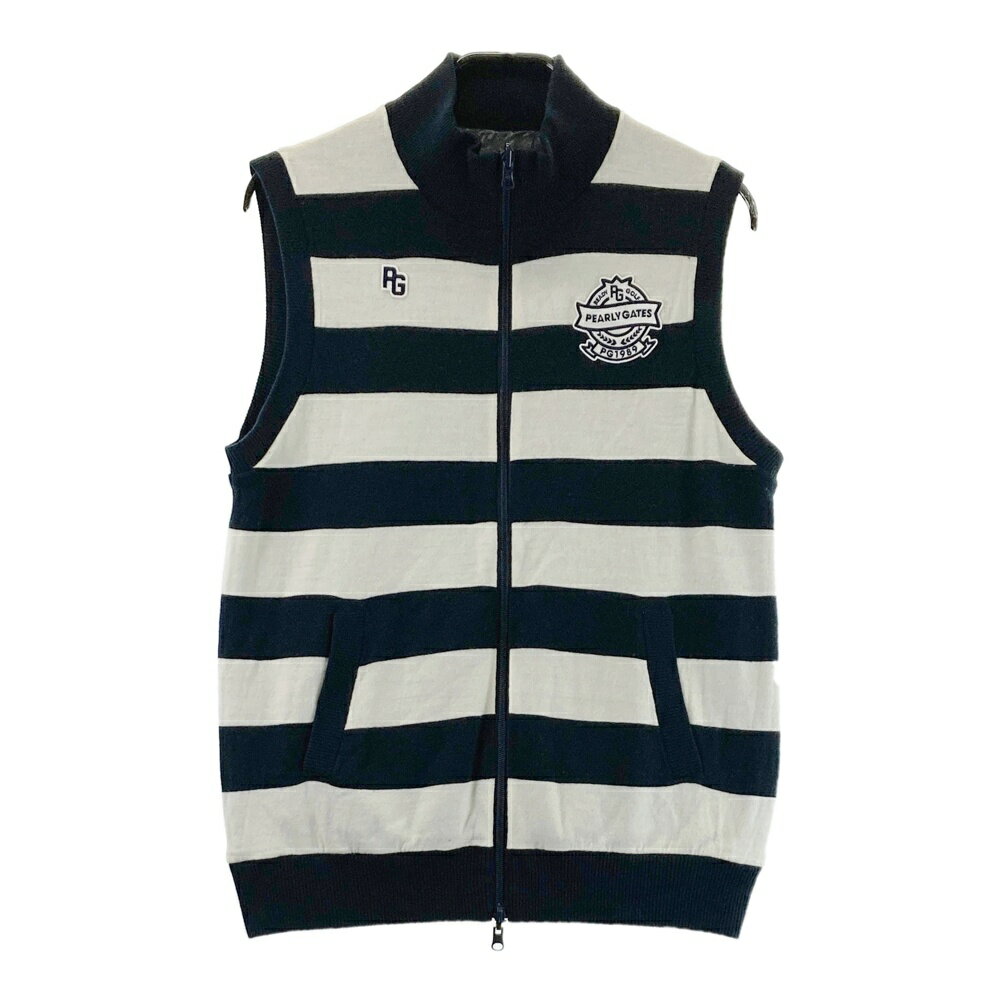 PEARLY GATES パーリーゲイツ リバーシブルベスト ボーダー ネイビー系 6 【中古】ゴルフウェア メンズ