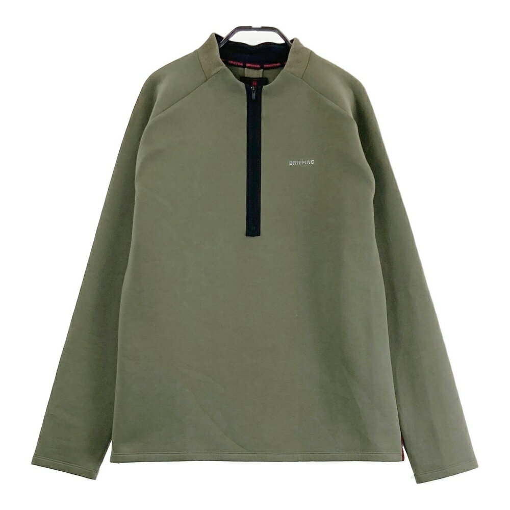 BRIEFING GOLF ブリーフィング ハーフジップスウェット カーキ系 L 【中古】ゴルフウェア メンズ