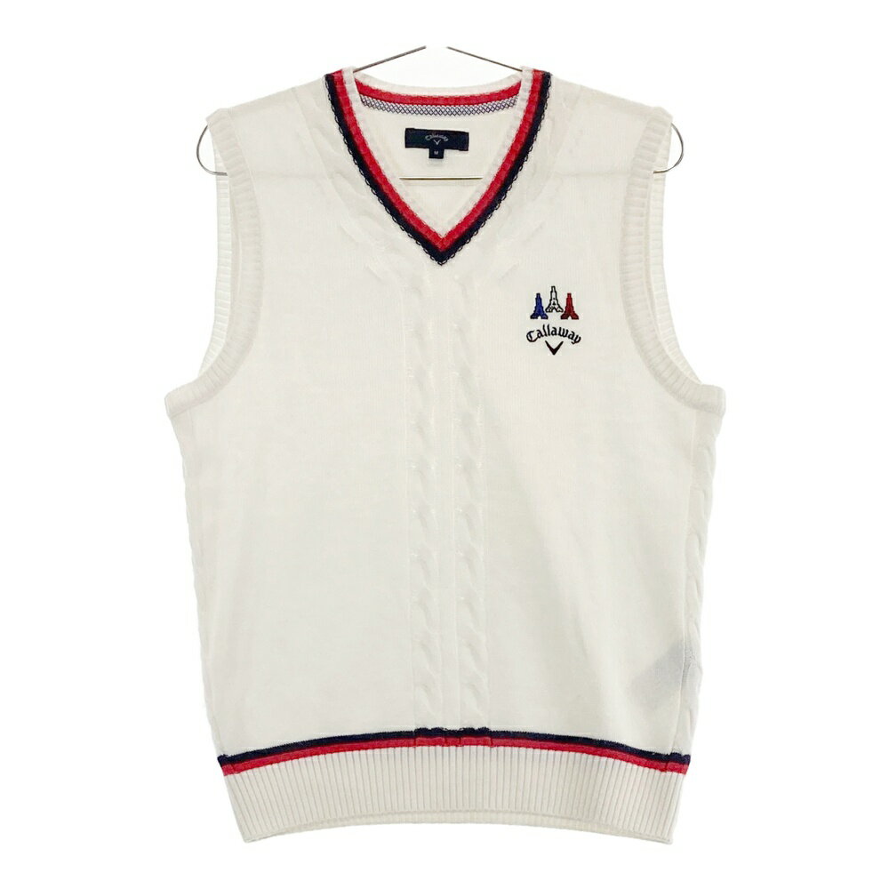 CALLAWAY キャロウェイ ニットベスト ウール混 ホワイト系 M 【中古】ゴルフウェア メンズ