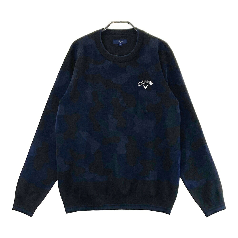 CALLAWAY キャロウェイ 2023年モデル 長袖 ニットセーター カモフラ柄 ブラック系 LL 【中古】ゴルフウ..