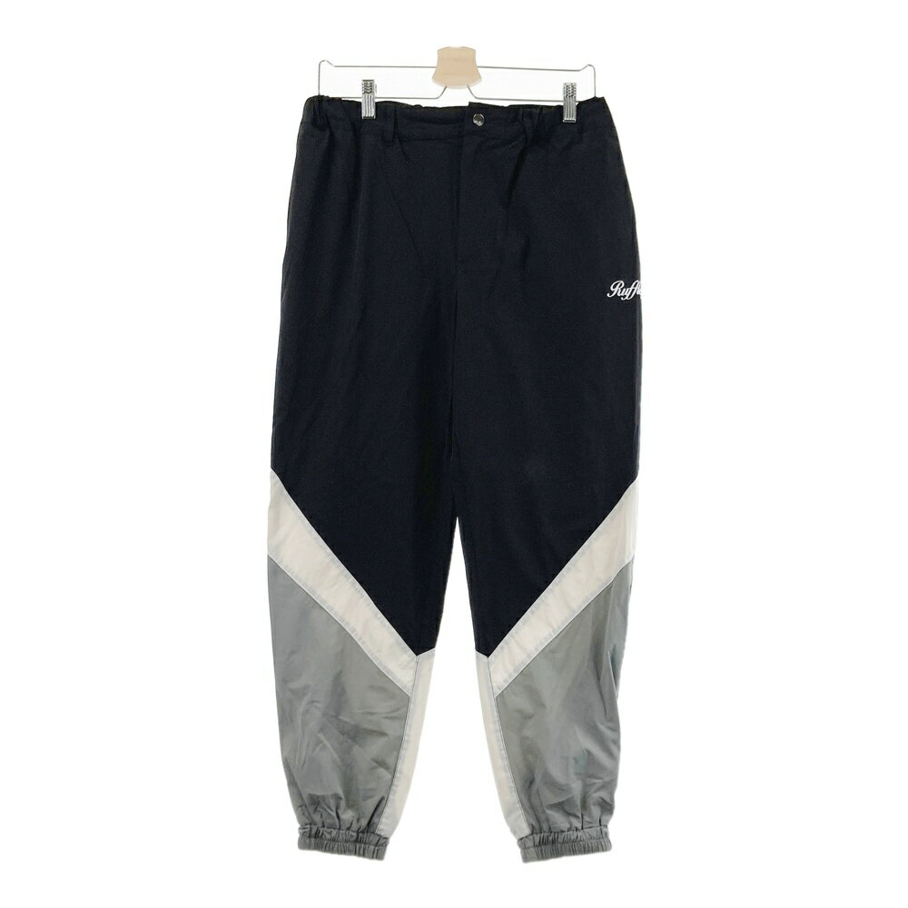 RUFFLOG ラフロッグ ロゴ刺繍 ナイロンストレッチロングパンツ ブラック系 L 【中古】ゴルフウェア メンズ
