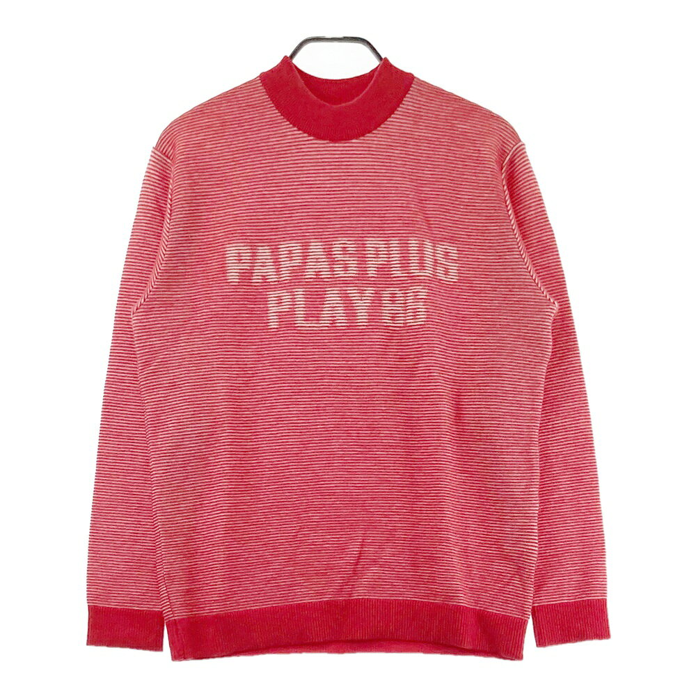 PAPAS パパス PLUS GOLF モックネックニットセーター レッド系 M 【中古】ゴルフウェア メンズ