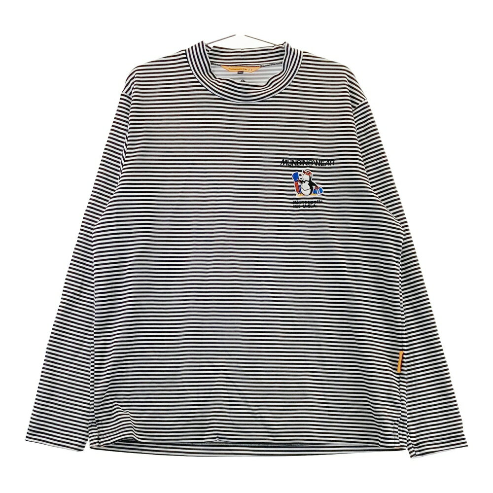 MUNSING WEAR マンシングウェア ハイネック 長袖Tシャツ ボーダー柄 ホワイト系 LL 【中古】ゴルフウェア メンズ