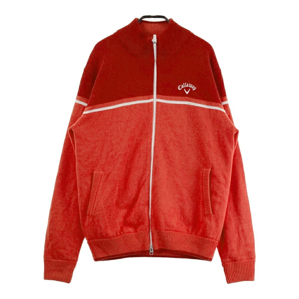 Men'S Wear - CALLAWAY キャロウェイ 長袖 ニット ジップジャケット 裏地付 レッド系 LL 【中古】ゴルフウェア メンズ