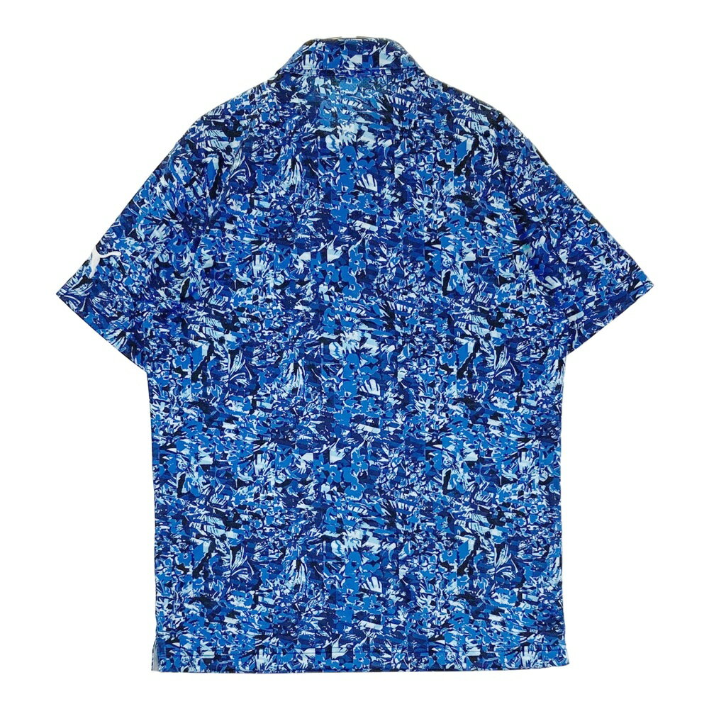 PUMA GOLF プーマゴルフ 半袖ポロシャツ 総柄 ネイビー系 M 【中古】ゴルフウェア メンズ