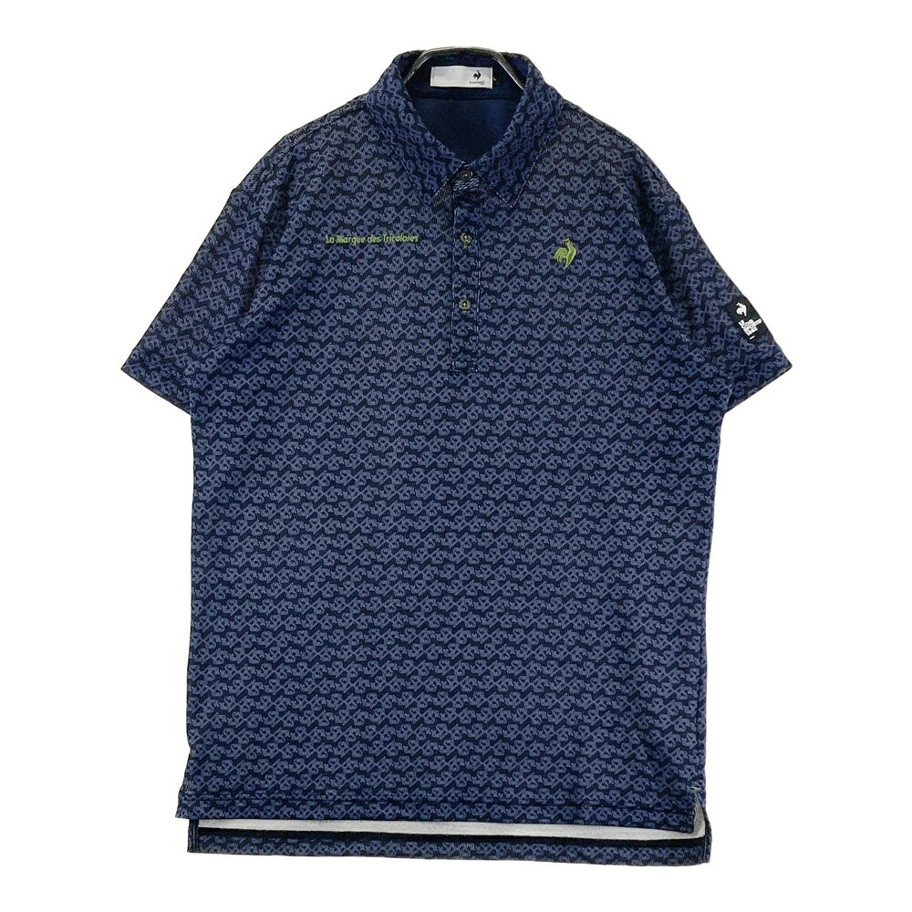LE COQ GOLF ルコックゴルフ 2024年モデル 半袖ポロシャツ 総柄 ネイビー系 L 【中古】ゴルフウェア メンズ