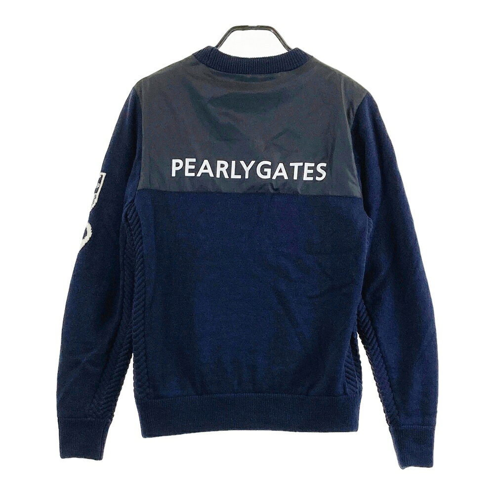 PEARLY GATES パーリーゲイツ 裏地付き ニットセーター ネイビー系 5 【中古】ゴルフウェア メンズ