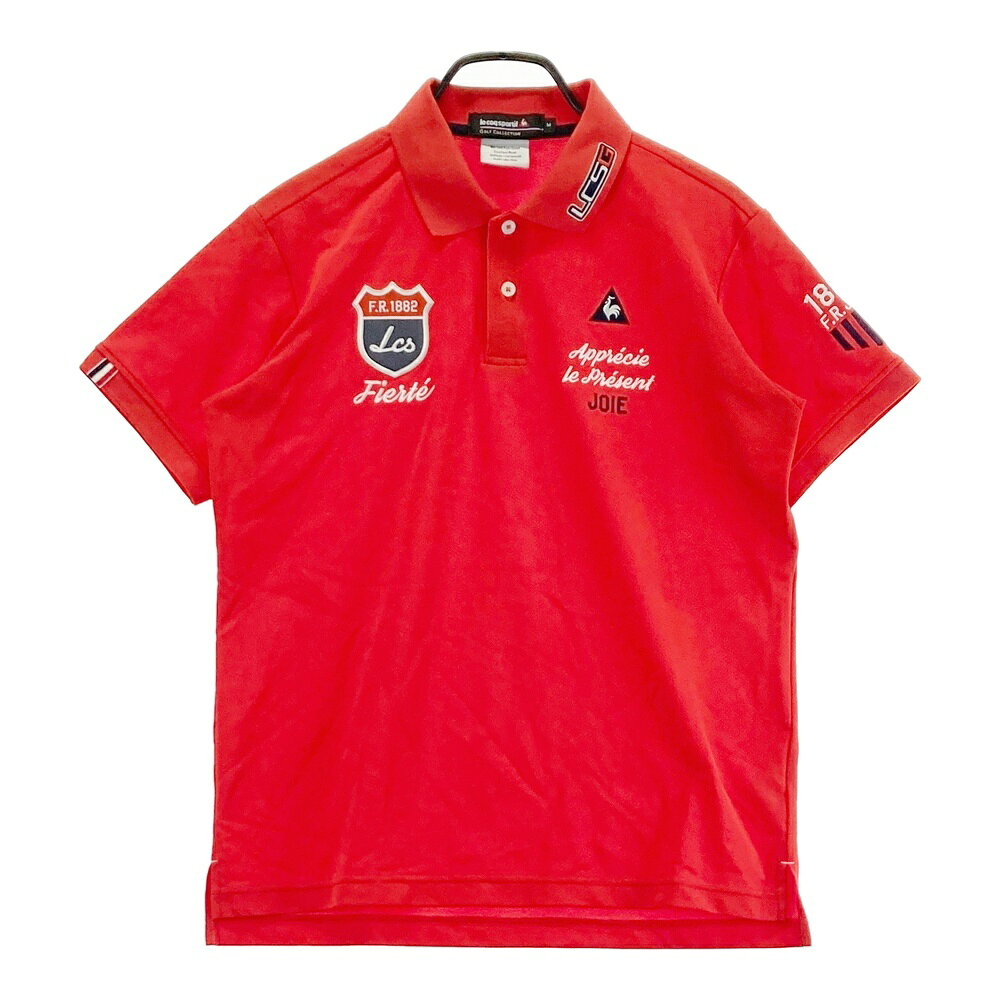 LE COQ GOLF ルコックゴルフ 半袖ポロシャツ レッド系 M 【中古】ゴルフウェア メンズ