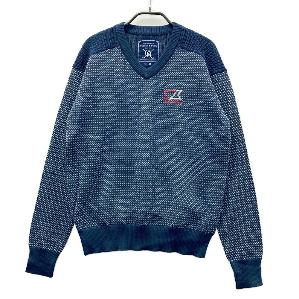 CUTTER&BUCK カッターアンドバック 裏地付 Vネック ニットセーター ネイビー系 M 【中古】ゴルフウェア メンズ