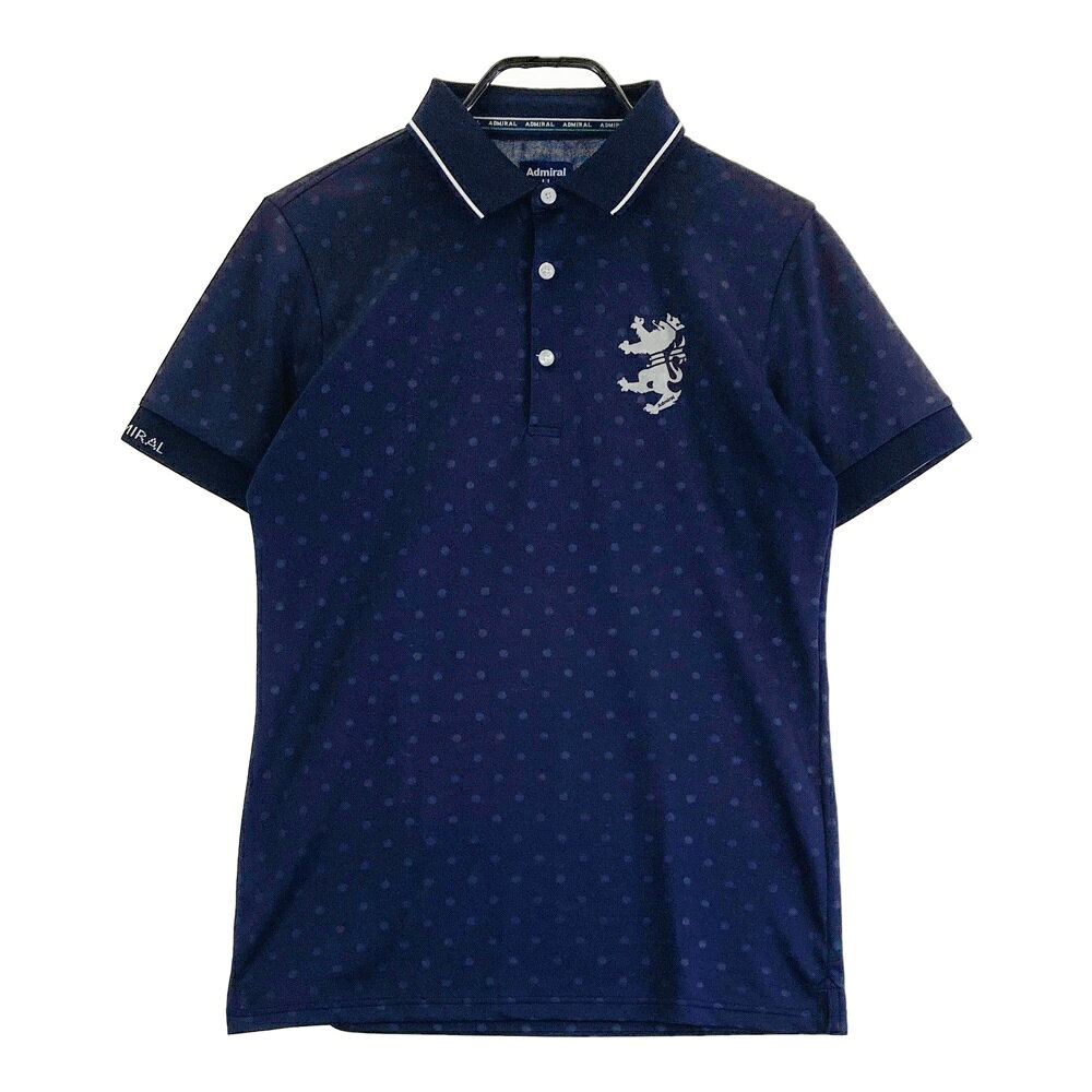 ADMIRAL アドミラル 半袖ポロシャツ ドット柄 ネイビー系 L 【中古】ゴルフウェア メンズ