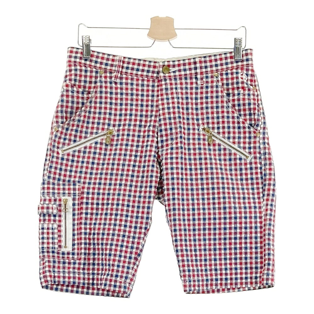 EDWIN GOLF エドウィンゴルフ ハーフパンツ チェック柄 レッド系 M 【中古】ゴルフ...