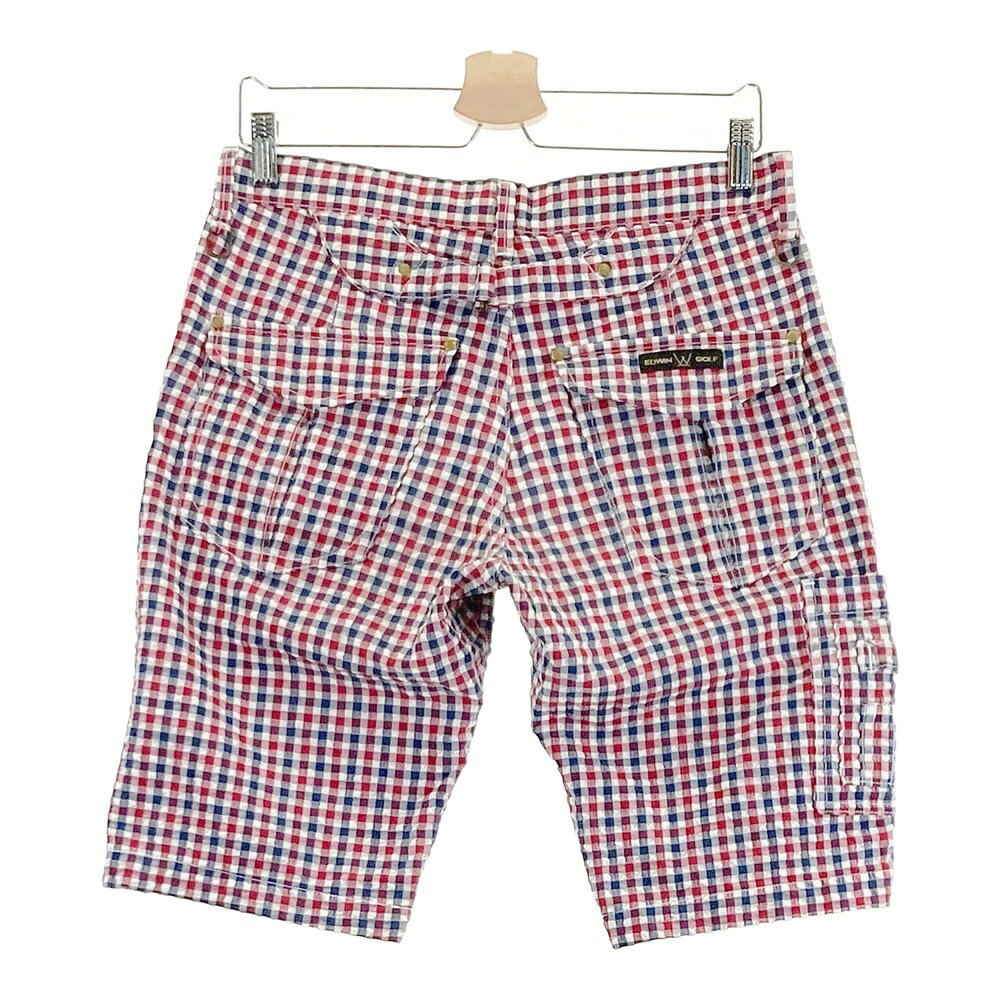 EDWIN GOLF エドウィンゴルフ ハーフパンツ チェック柄 レッド系 M 【中古】ゴルフ...