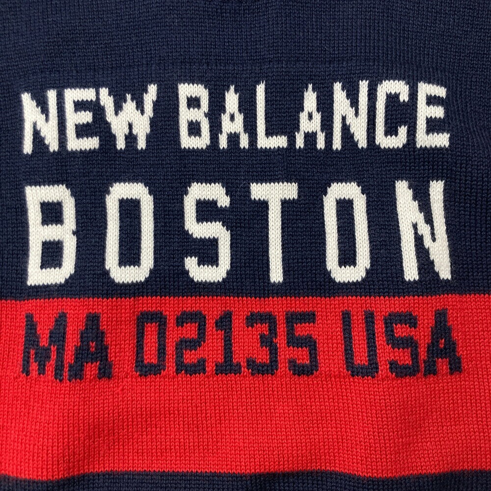 NEW BALANCE GOLF ニューバランス ニットベスト ウール混 ストライプ柄 ネイビー系...