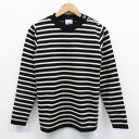 S.N.S HERNING エスエヌエスハーニング クルーネックニット ボーダー柄 ネイビー系 XS 【中古】メンズ