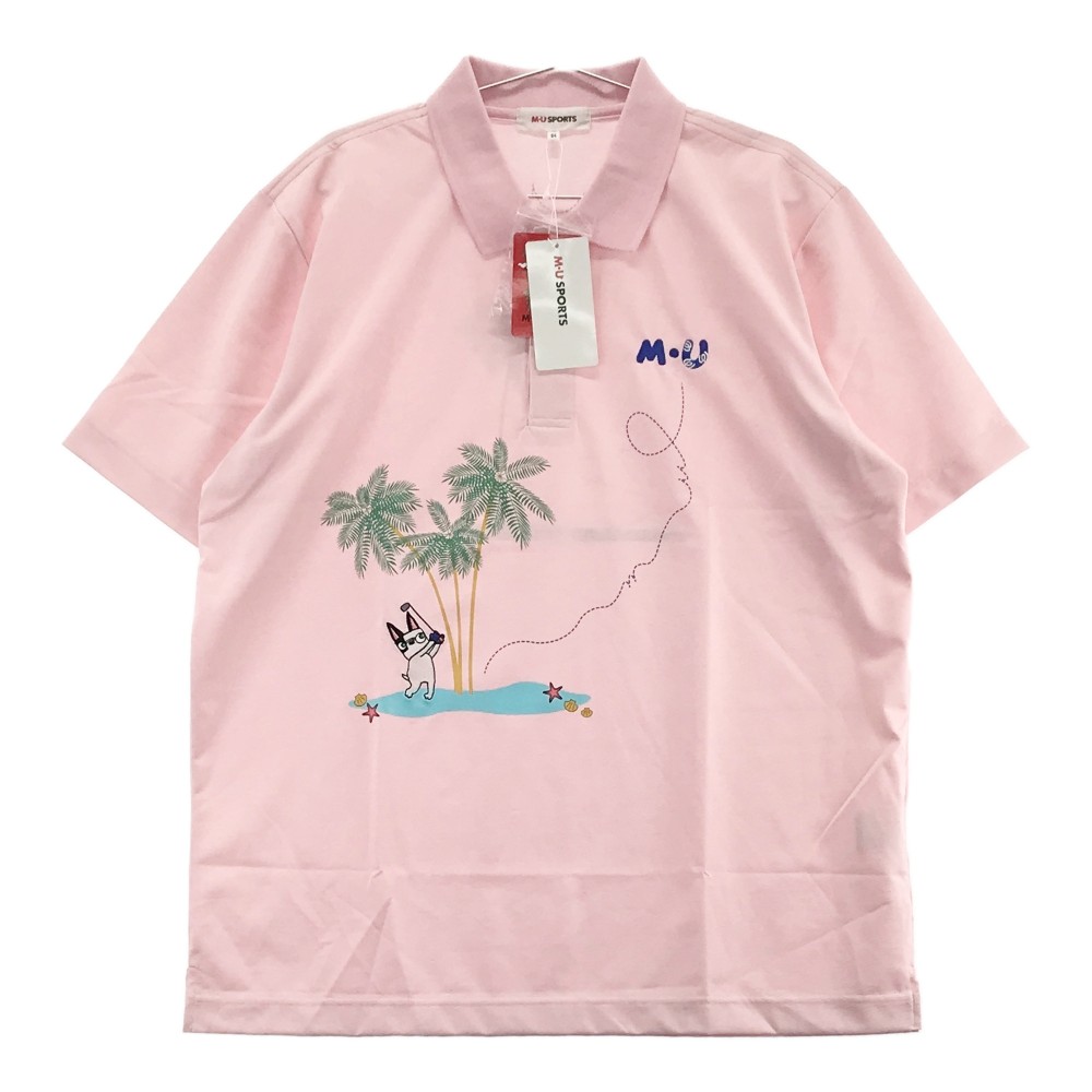 MU SPORTS エムユースポーツ 半袖ポロシャツ ピンク系 54 【中古】ゴルフウェア メンズ
