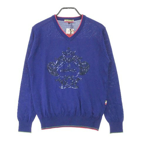 OROBIANCO オロビアンコ 長袖 ニットセーター ブルー系 L 【中古】ゴルフウェア メンズ