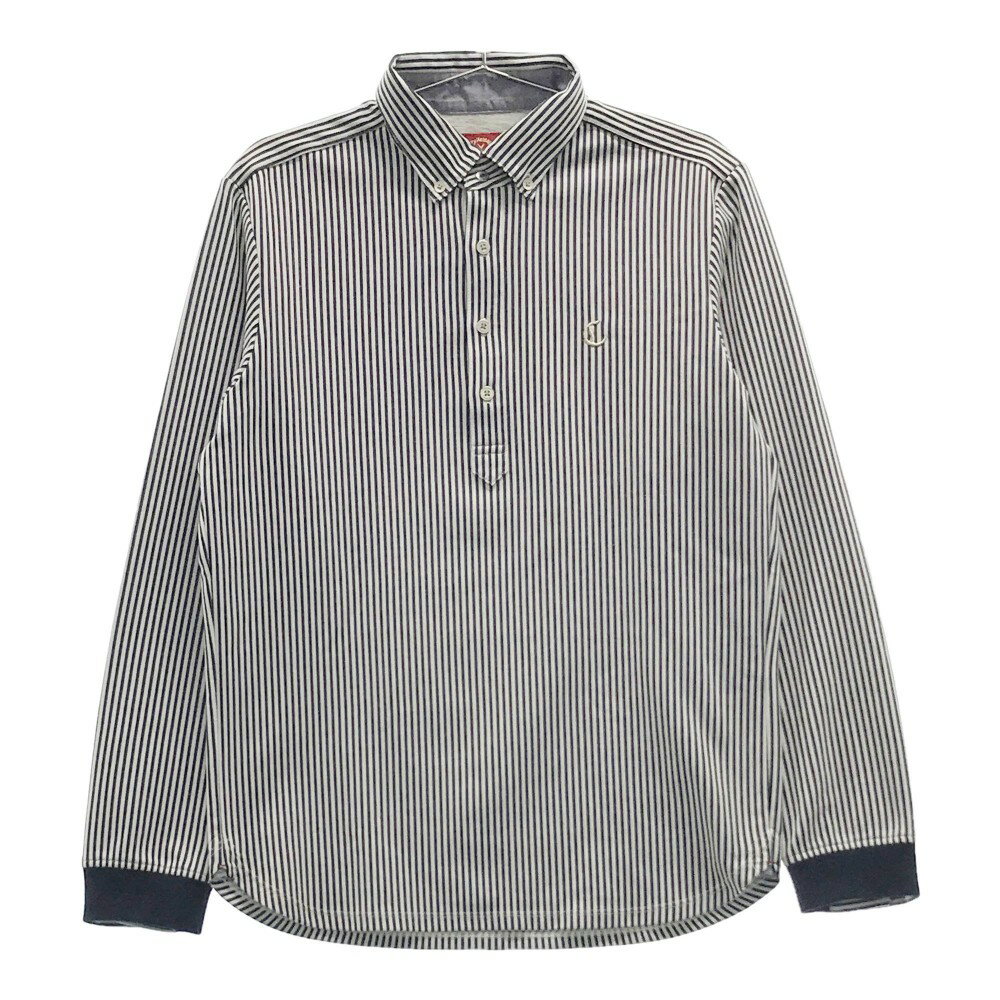 CALLAWAY キャロウェイ レッドレーベル 2022年モデル 長袖ポロシャツ ボタンダウン ストライプ柄 ネイビー系 M 【中古】ゴルフウェア メンズ