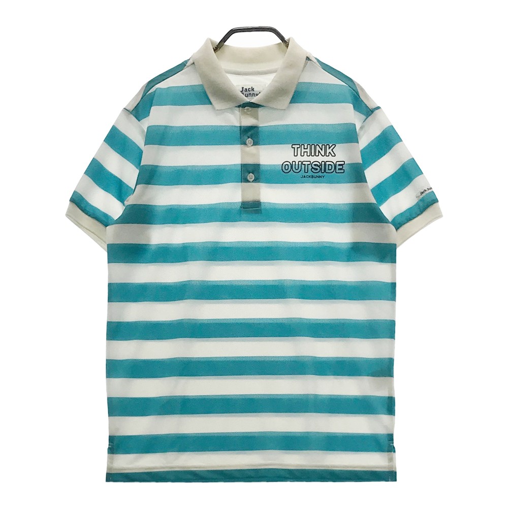 JACK BUNNY ジャックバニー 半袖ポロシャツ ボーダー柄 ブルー系 3 【中古】ゴルフウェア メンズ