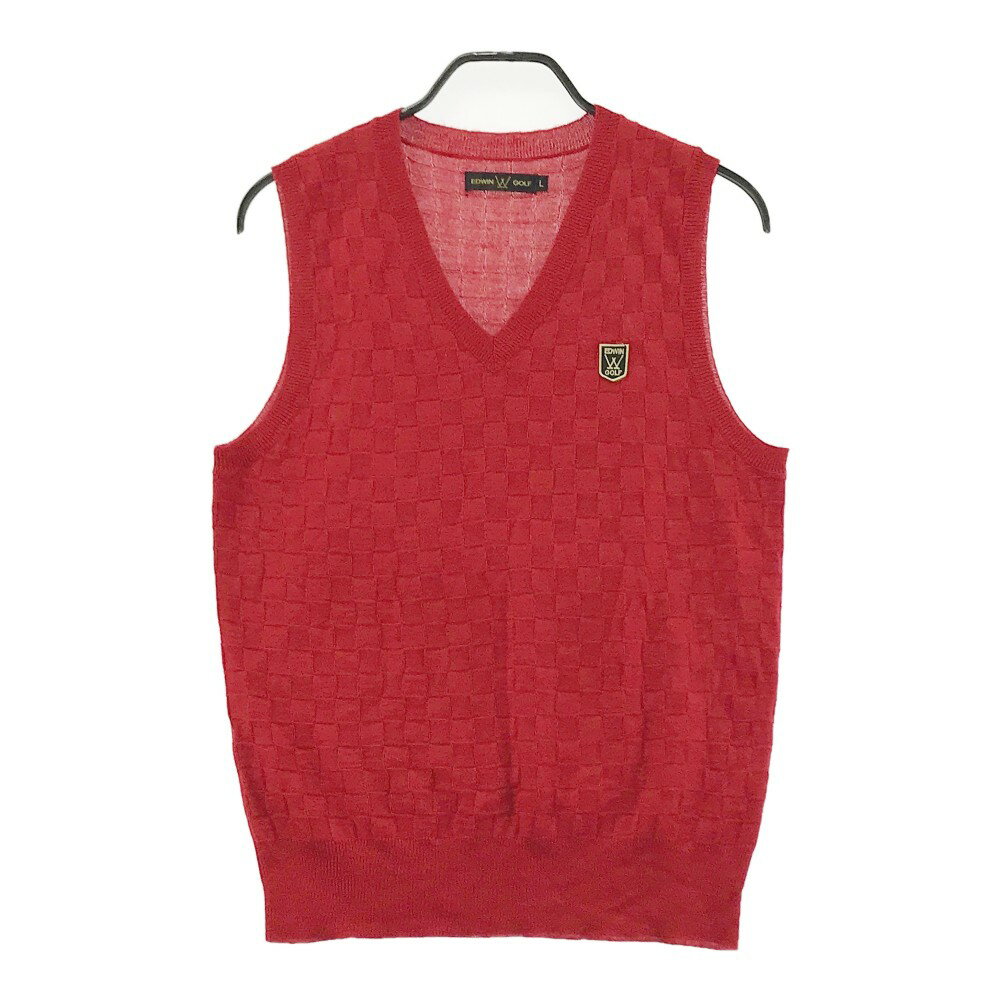 EDWIN GOLF エドウィンゴルフ ニットベスト レッド系 L 【中古】ゴルフウェア メンズ