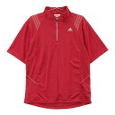 ADIDAS GOLF アディダスゴルフ ハーフジップ半袖Tシャツ レッド系 L 【中古】ゴルフウェア メンズ