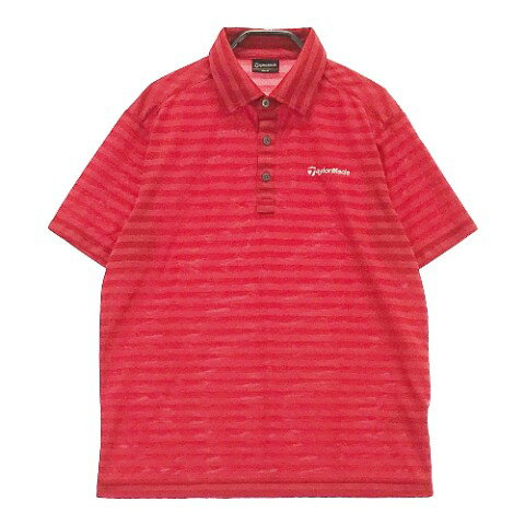TAYLOR MADE テーラーメイド 半袖ポロシャツ ボーダー柄 レッド系 M 【中古】ゴルフウェア メンズ