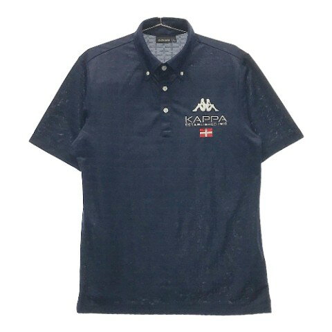KAPPA GOLF カッパゴルフ 半袖ポロシャツ ボタンダウン 総柄 ネイビー系 L 【中古】ゴルフウェア メンズ