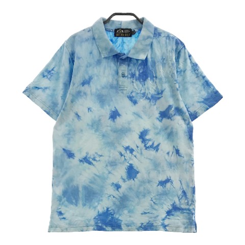 GOTCHA ガッチャ 半袖ポロシャツ タイダイ総柄 ブルー系 L 【中古】ゴルフウェア メンズ