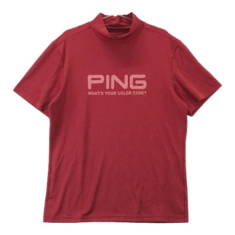 PING ピン 2022年モデル ハイネック 半袖Tシャツ レッド系 LL 【中古】ゴルフウェア メンズ