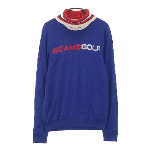 BEAMS GOLF ビームスゴルフ タートルニット セーター ブルー系 S 【中古】ゴルフウェア メンズ