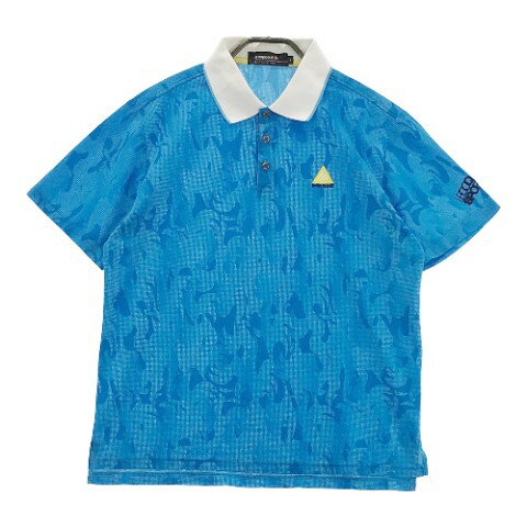 LE COQ GOLF ルコックゴルフ 半袖ポロシャツ 総柄 ブルー系 L 【中古】ゴルフウェア メンズ
