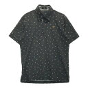 MUNSINGWEAR マンシングウェア 半袖ポロシャツ やしの木 ドット 総柄 ブラック系 M 【中古】ゴルフウェア メンズ(4)