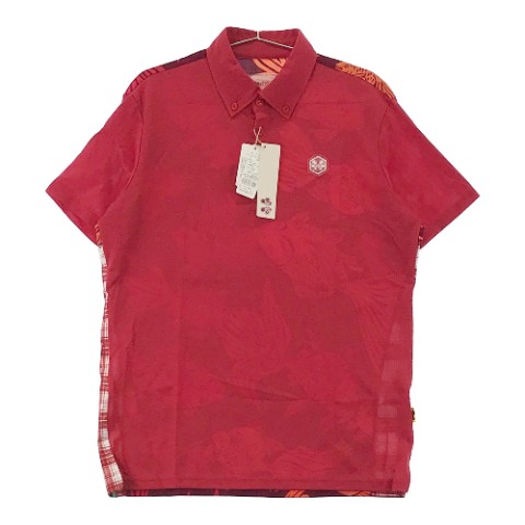 TOVHO トヴホ 半袖ポロシャツ 総柄 レッド系 4 【中古】ゴルフウェア メンズ