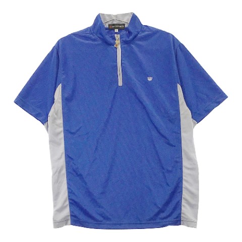 MU SPORTS エムユースポーツ ハーフジップ半袖Tシャツ ブルー系 50 【中古】ゴルフウェア メンズ