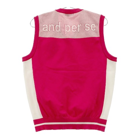 AND PER SE アンパスィ ニットベスト ピンク系 M 【中古】ゴルフウェア メンズ