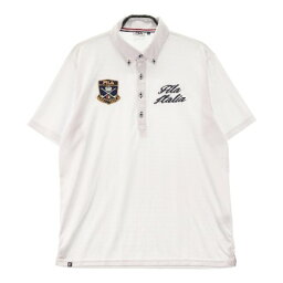 FILA GOLF フィラゴルフ 半袖ポロシャツ ボタンダウン 千鳥柄 ホワイト系 3L 【中古】ゴルフウェア メンズ