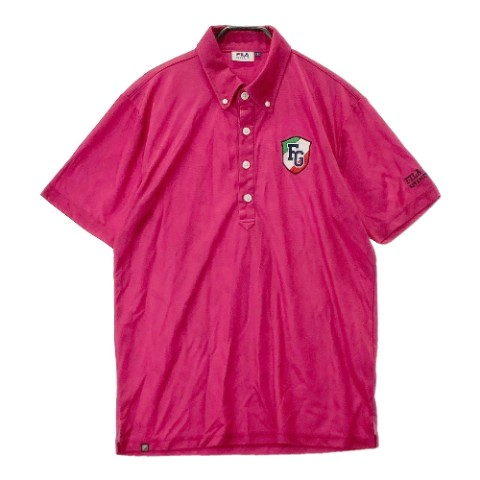 FILA Golf - FILA GOLF フィラゴルフ 半袖ポロシャツ ボタンダウン 総柄 ピンク系 L 【中古】ゴルフウェア メンズ