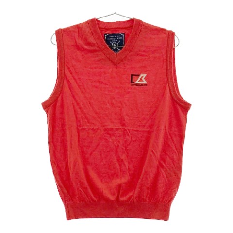 CUTTER&BUCK カッターアンドバック ウール混 ニットベスト レッド系 M 【中古】ゴルフウェア メンズ