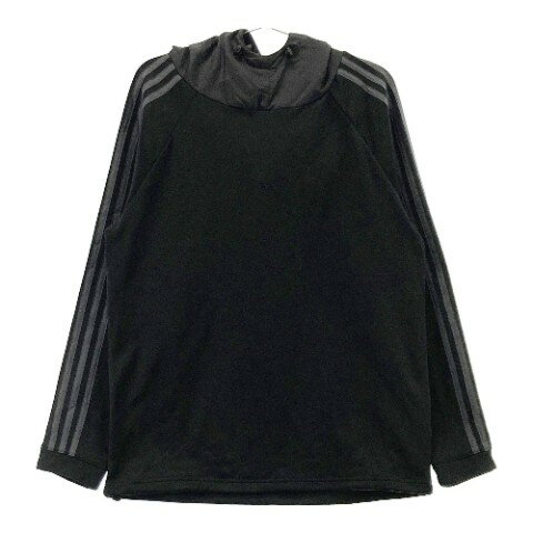 ADIDAS GOLF アディダスゴルフ 2022年モデル 裏起毛 パーカー プルオーバー ブラック系 XL 【中古】ゴルフウェア メンズ