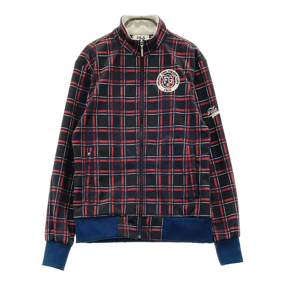 FILA GOLF フィラゴルフ ジップジャケット チェック ブラック系 M 【中古】ゴルフウェア メンズ