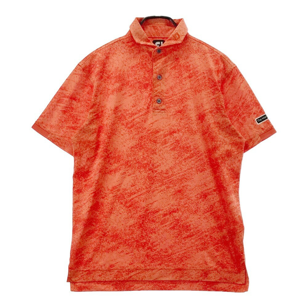 FOOT JOY フットジョイ 2021年モデル 半袖ポロシャツ 総柄 オレンジ系 L 【中古】ゴルフウェア メンズ