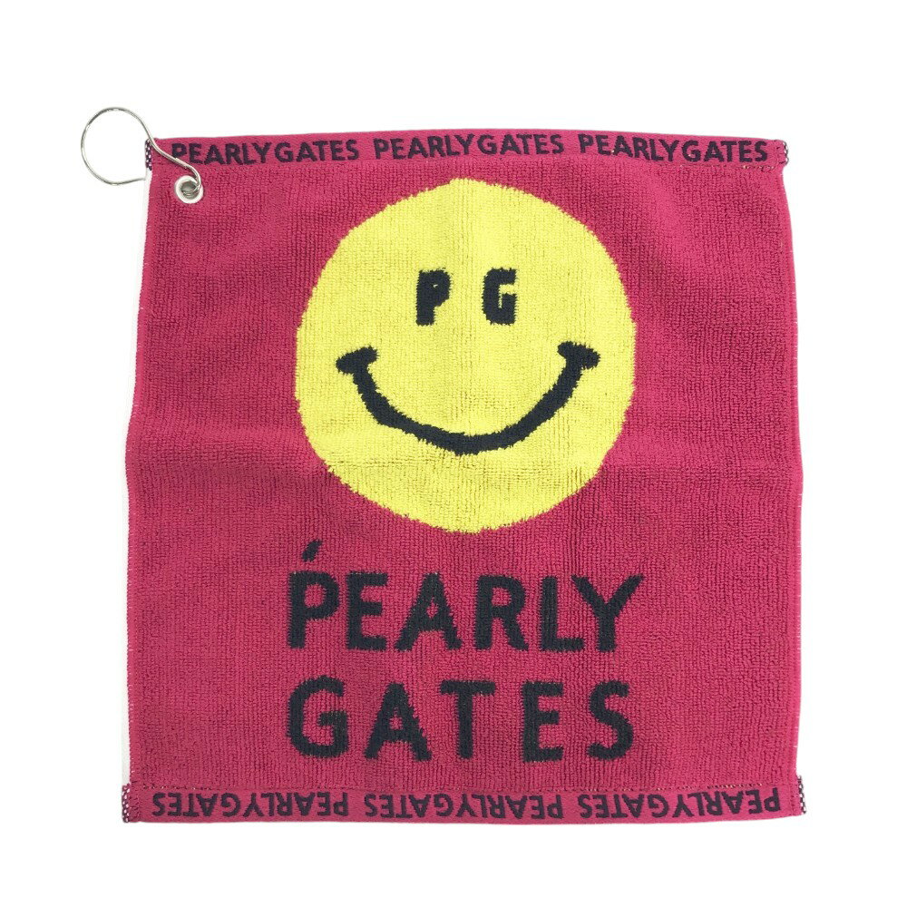 PEARLY GATES パーリーゲイツ フック付 今治タオル ニコちゃん ピンク系 【中古】ゴルフウェア