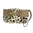 VALENTINO ヴァレンティノ ポーチ ハラコ スタッズ レオパード ベージュ系 【中古】