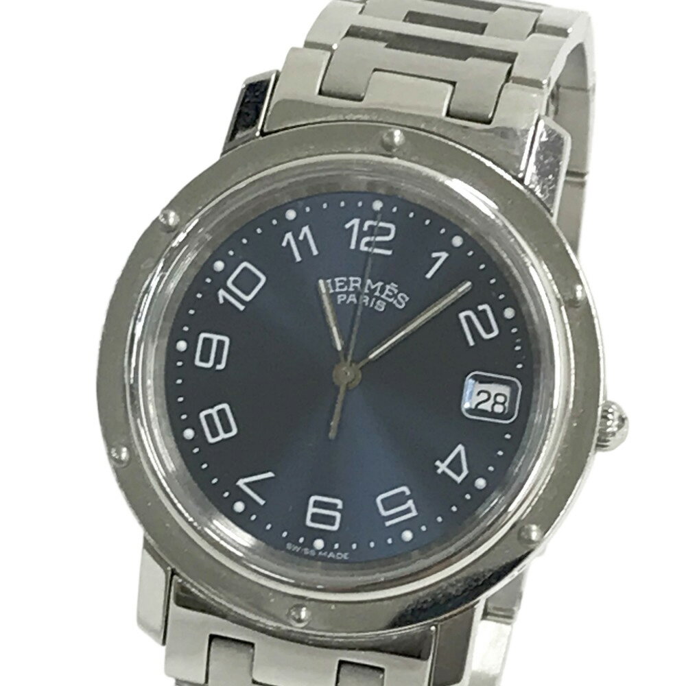 HERMES エルメス CL6.710 クリッパー デイト クォーツ 腕時計 ブルー系 【中古】