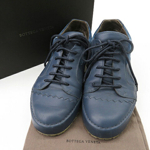 BOTTEGA VENETA ボッテガ ヴェネタ スニーカー レザー×スエード ネイビー系 41 【中古】メンズ